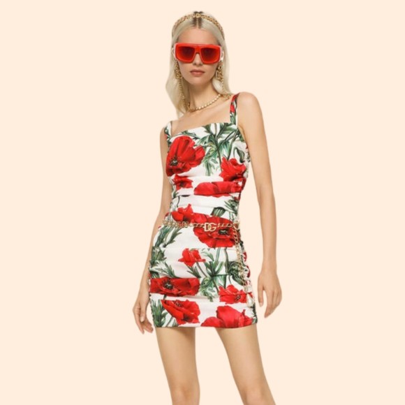 Dolce & Gabbana Dresses & Skirts - NEW Dolce & Gabbana Poppy Charmeuse Mini Dress
